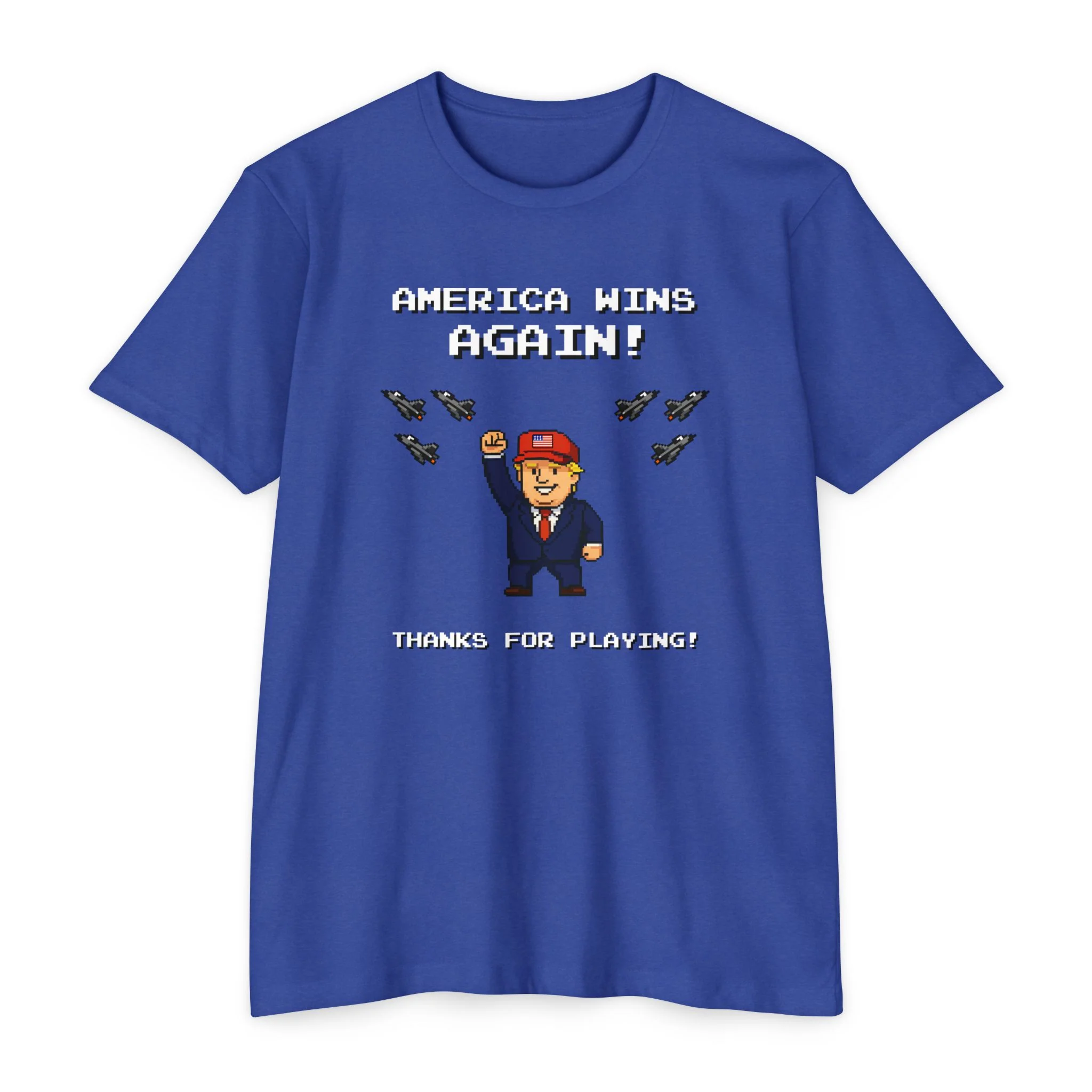 America Wins Again Retro Video Game T-Shirt - Image 2