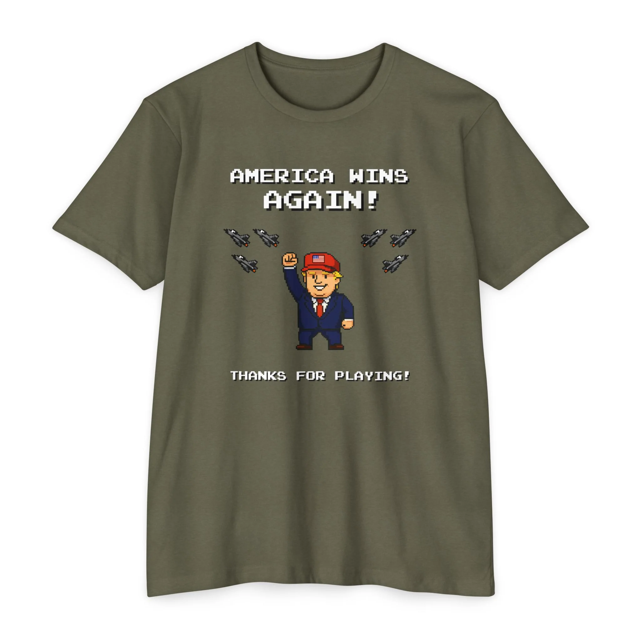 America Wins Again Retro Video Game T-Shirt - Image 4